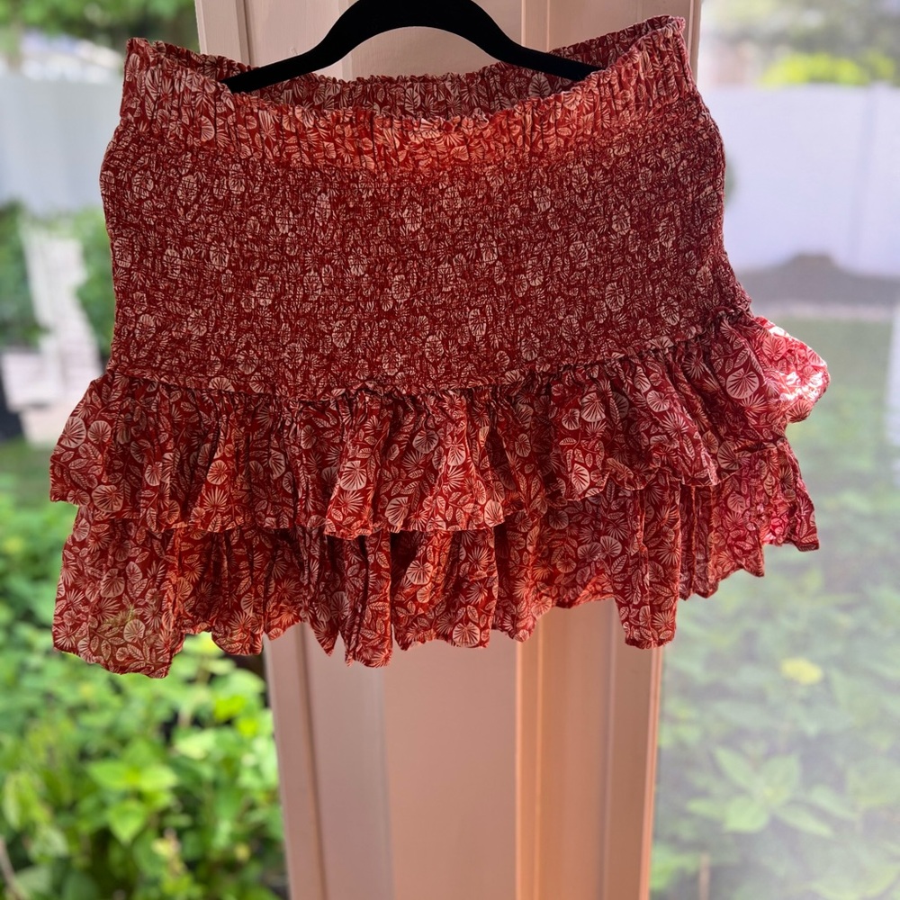 Loft flounced mini skirt with smocked drop waist